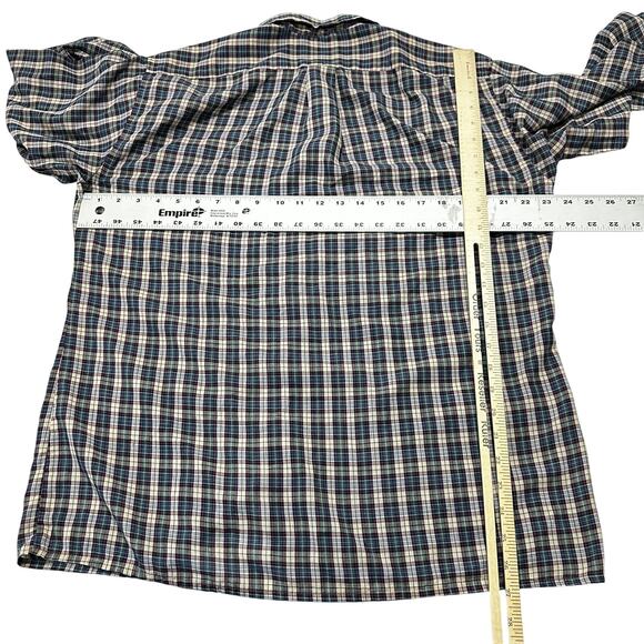 Vintage The Fox JC Penney Size L Green Red Plaid Button Up Shirt Tailored USA - Picture 3 of 6